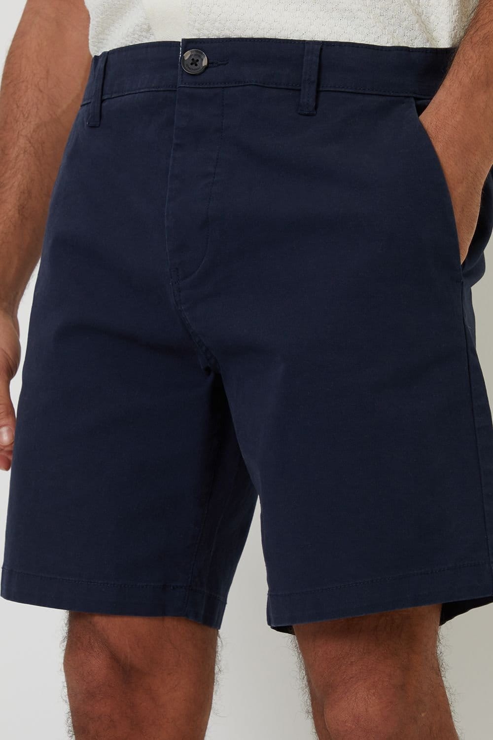 Threadbare Threadbare Men's Cotton Regular Fit Stretch Chino Shorts in Navy - 4