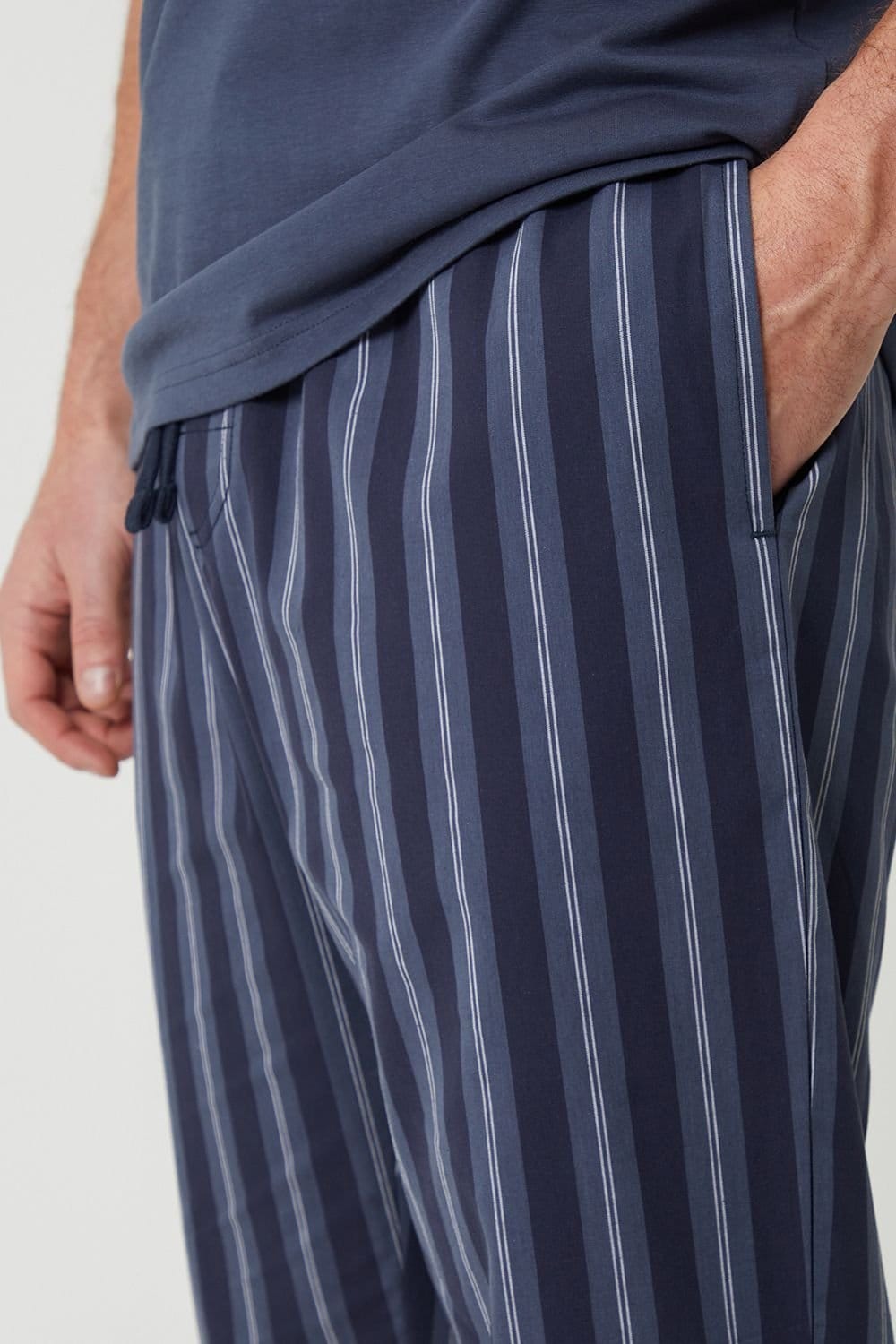 Threadbare Threadbare Men's Stripe Grandad Fit Pyjama Set in Blue - 4