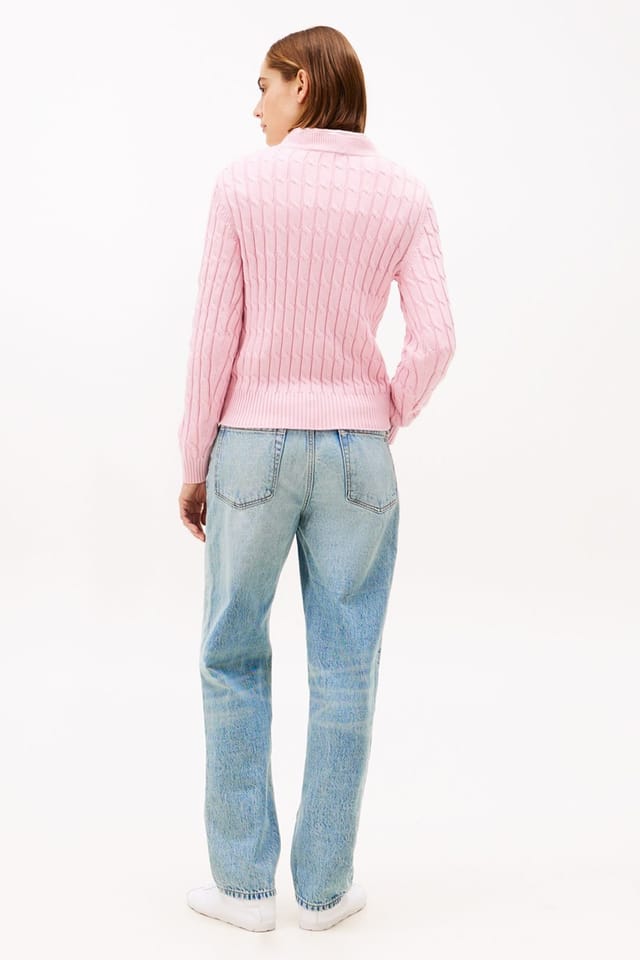 Tommy Hilfiger Tommy Hilfiger Women's Cable Knit Crew Pink - 2