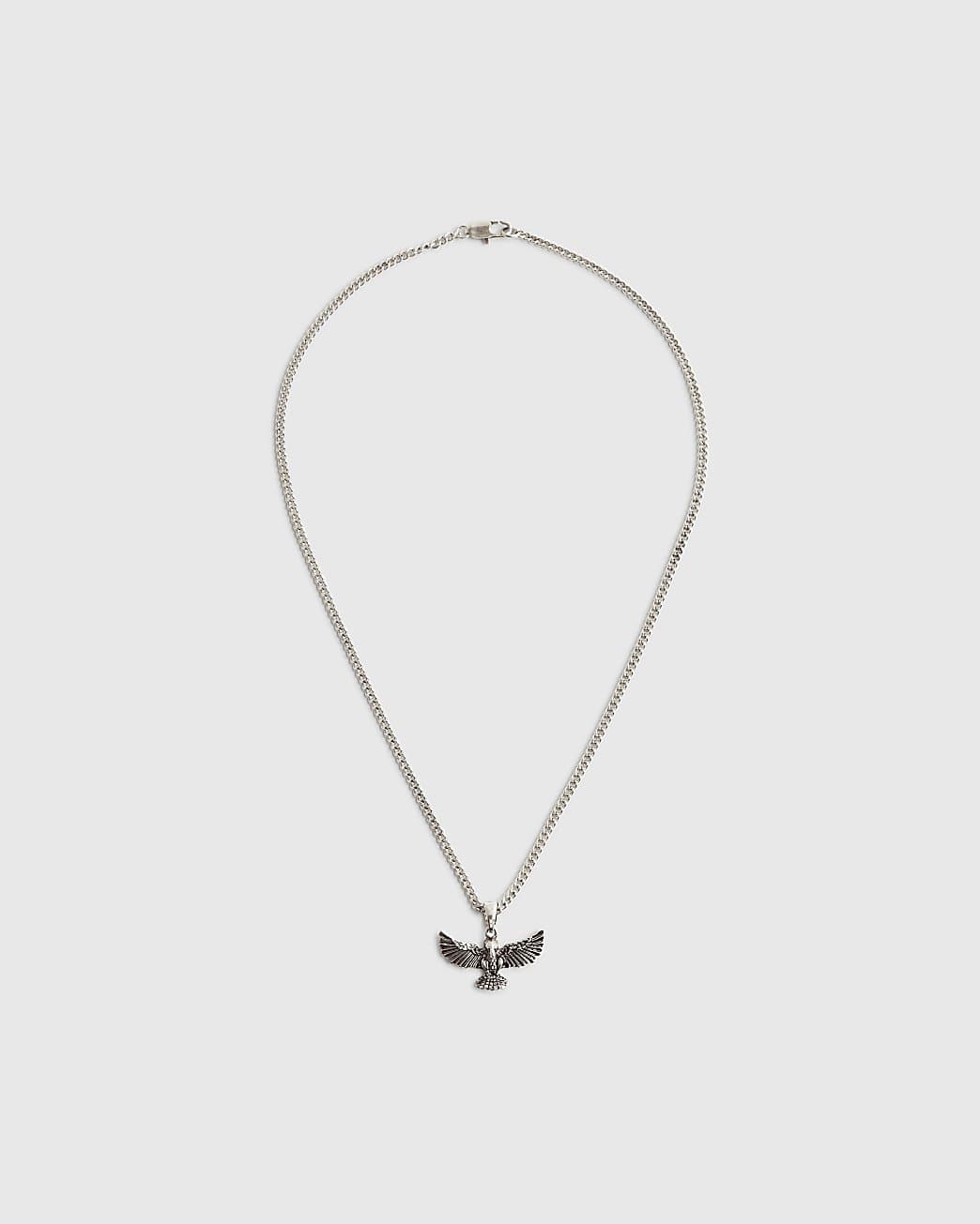 River Island Mens River Island Silver Eagle Necklace
