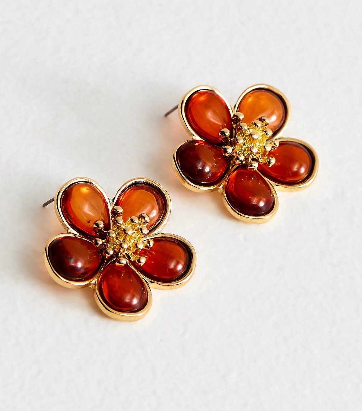 New Look Gold Tone Tortoise Shell Enamel Flower Stud Earring New Look - 3