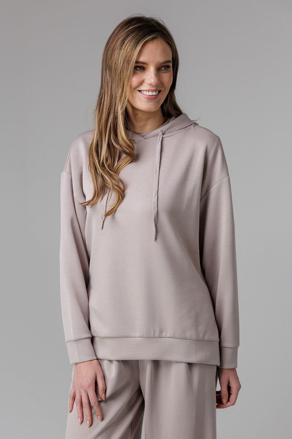 French Connection French Connection Women's Luxe Oversized Drawcord Hoody in Beige