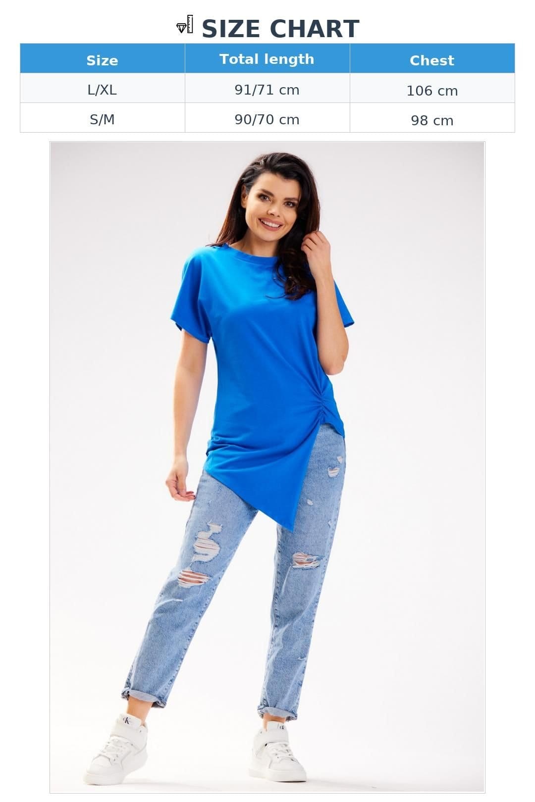 Love Lace Love Lace Women's Asymmetrical Cotton Sleeve Blouse in Blue - 4