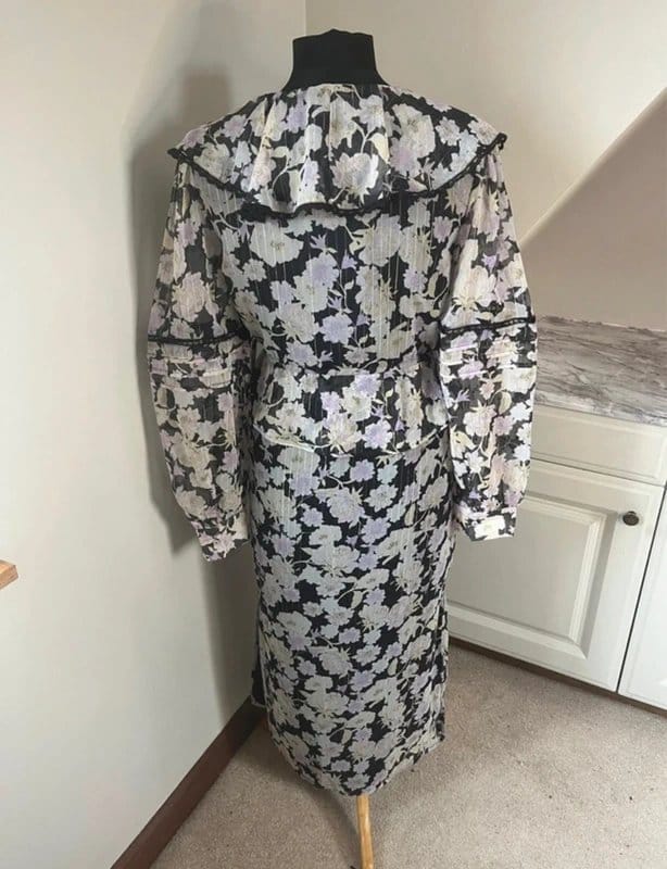 River Island River Island Black Lilac Lace Tie Ruffle Floral Print Summer Maxi Dress Size 10 - 1
