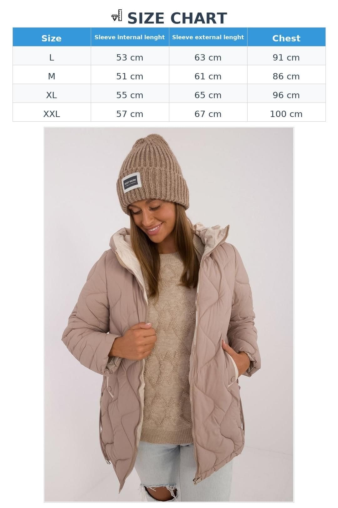 Love Lace Love Lace Women's Quilted Polyester Hooded Winter Jacket in Beige - 4