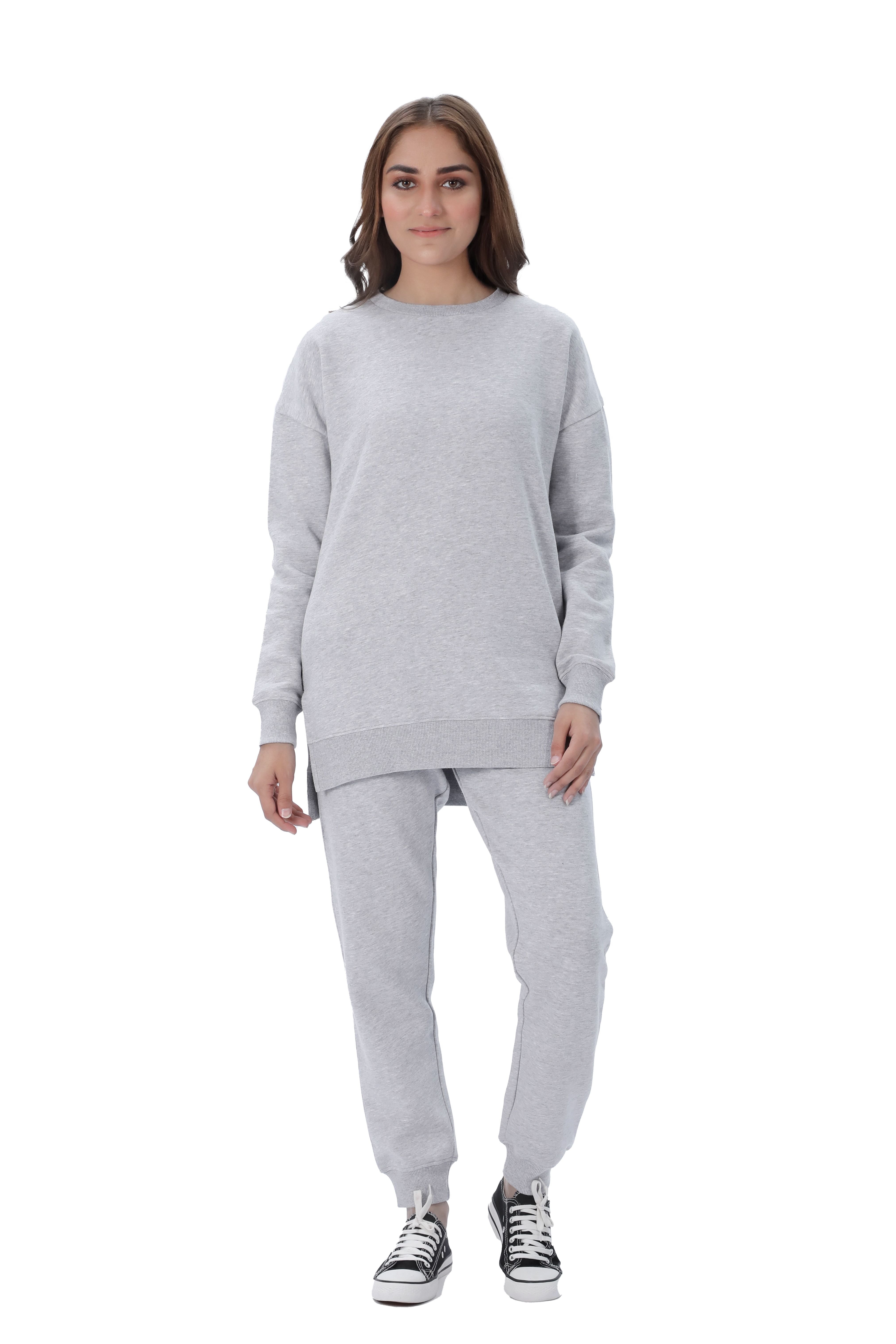 Smart Living Smart Living Women's Comfortable Casual Polycotton Crew Neck Sweatshirt in Light Grey - 2
