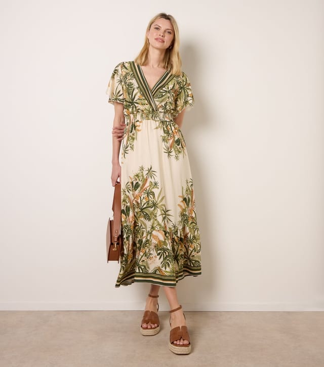 Blue Vanilla Women's Green Tropical Print Midi Dress Blue Vanilla New Look - 3