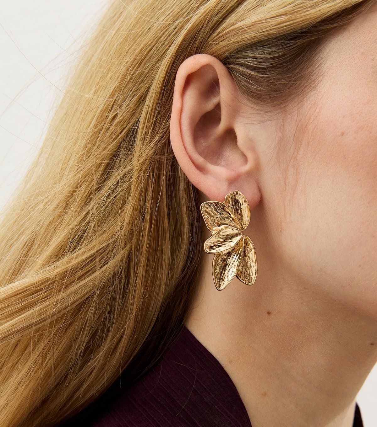 New Look Gold Tone Petal Stud Earrings New Look