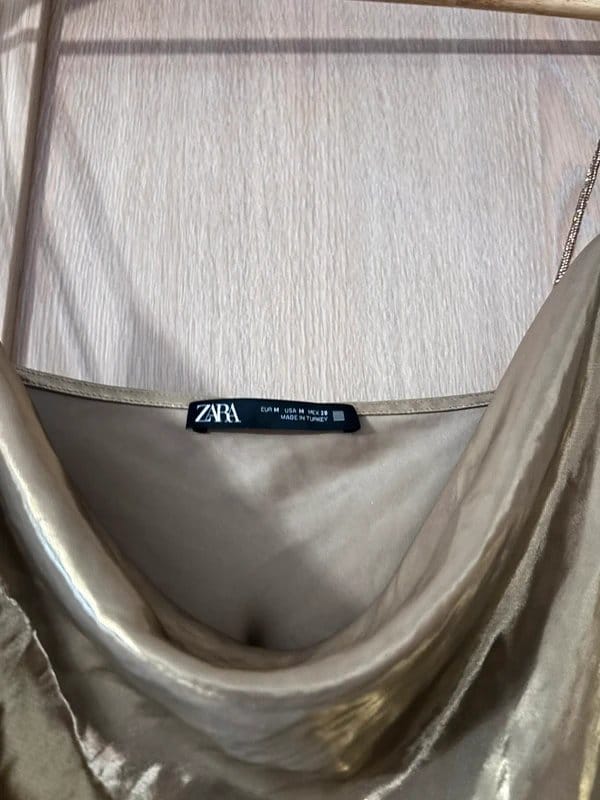 Zara Gold Foil Effect Slip Dress