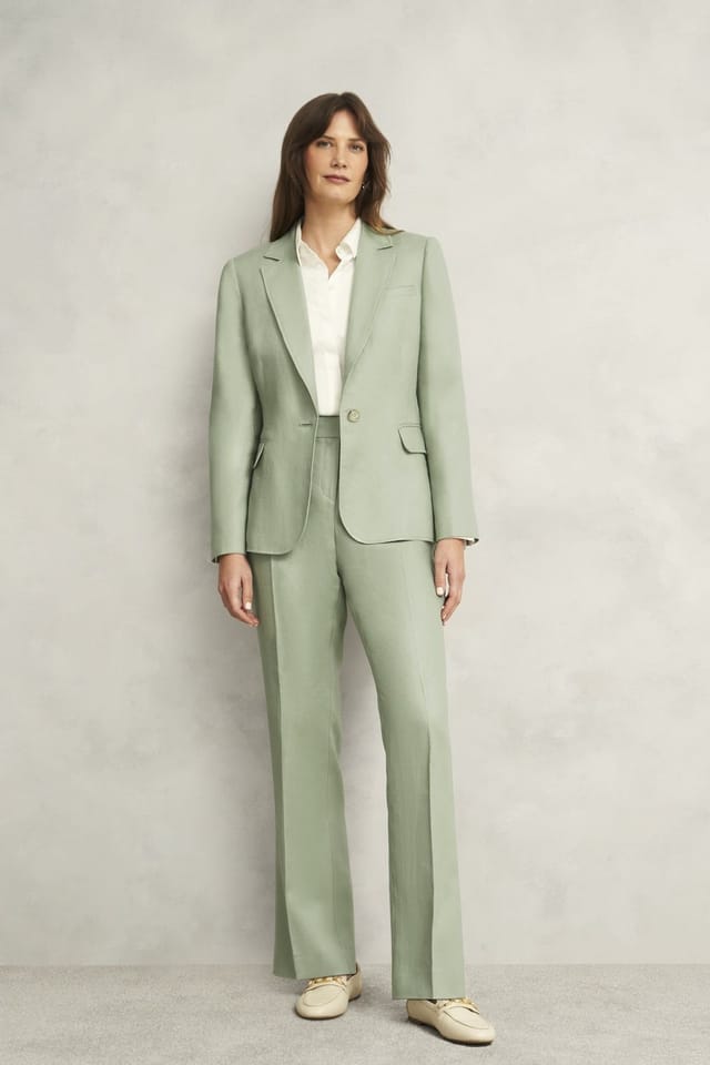 Hobbs London Hobbs London Women's Marietta Linen Trouser in Mint - 3