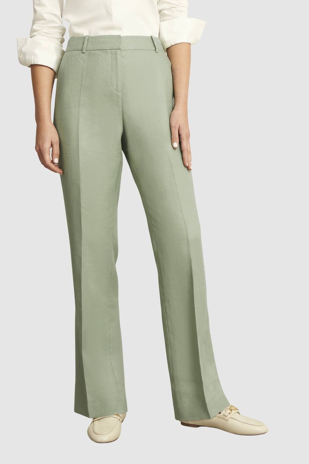 Hobbs London Hobbs London Women's Marietta Linen Trouser in Mint - 4