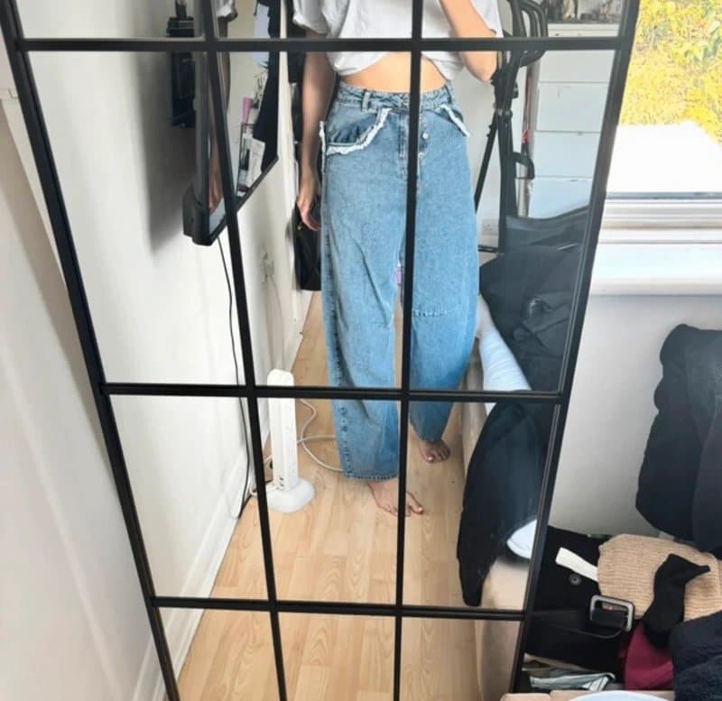 ASOS Asos barrel jeans with heart pocket denim jeans in midwash blue UK 8