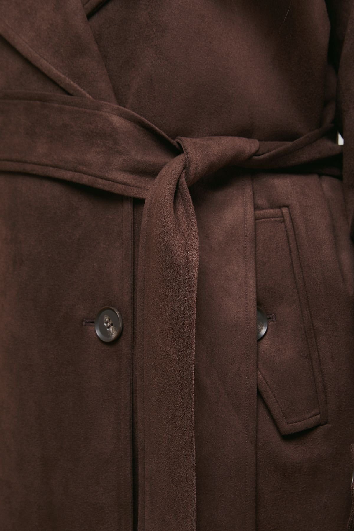 Oasis Oasis Women's Cuff Detail Belted Coat in Chocolate - 4