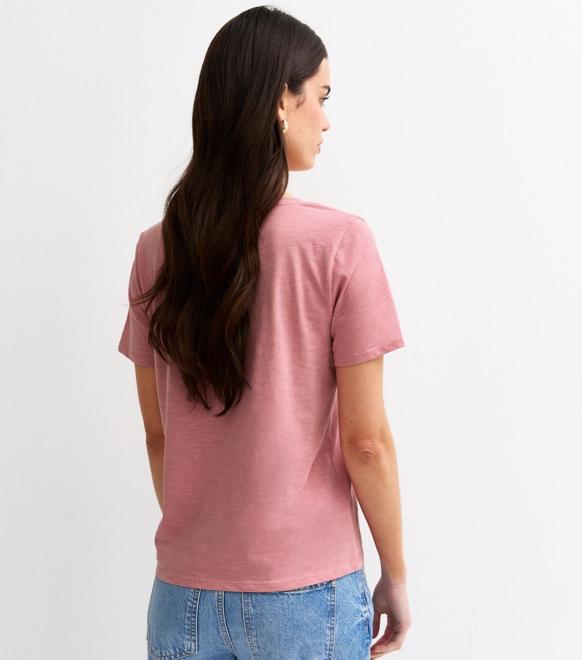 New Look Women's Pink Cotton V Neck T-Shirt New Look - 4