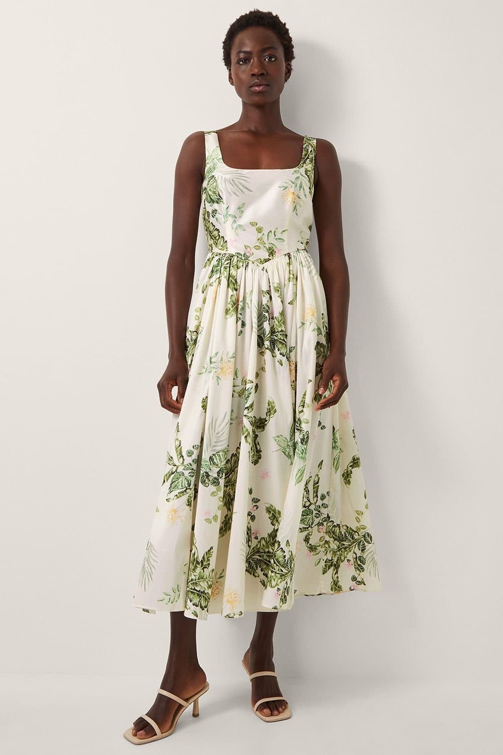 Monsoon Monsoon Women's Sicily Fit & Flare Midi Dress Cream
