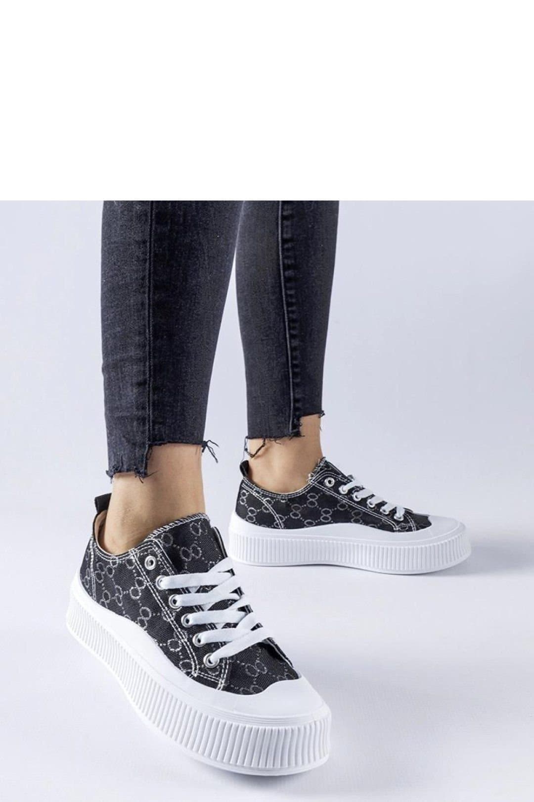 Love Lace Love Lace Women's Cavi Monogram Low Profile Fabric Sneakers with Lace Up Comfort in Black