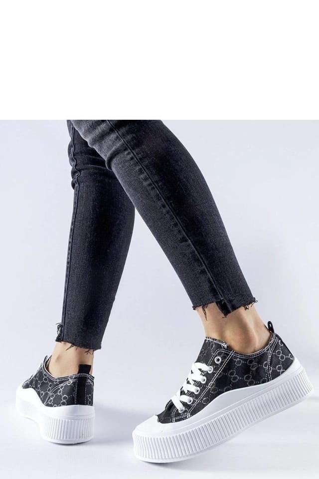 Love Lace Love Lace Women's Cavi Monogram Low Profile Fabric Sneakers with Lace Up Comfort in Black - 2
