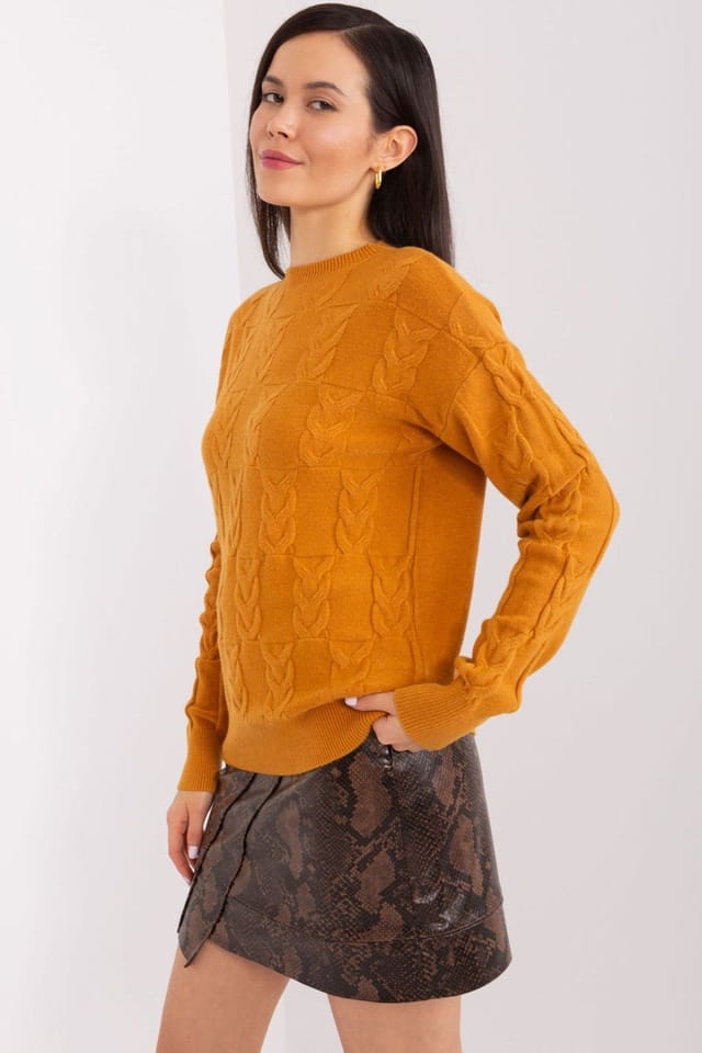 Love Lace Love Lace Women's Pattern Texture Knit Pullover Sweater in Mustard - 2