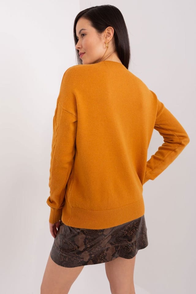 Love Lace Love Lace Women's Pattern Texture Knit Pullover Sweater in Mustard - 3