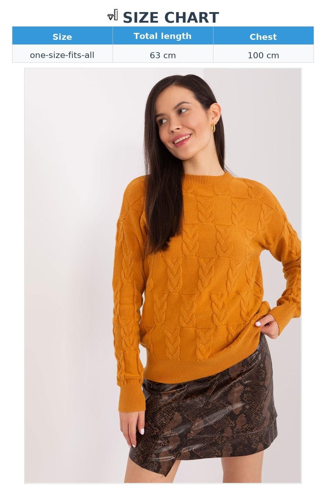 Love Lace Love Lace Women's Pattern Texture Knit Pullover Sweater in Mustard - 4