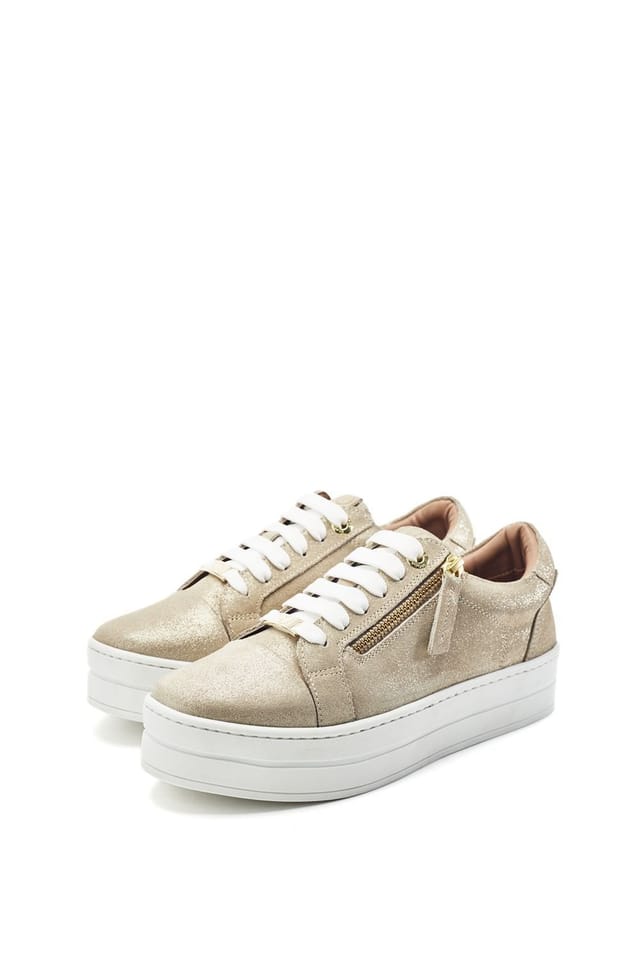 Moda In Pelle Moda In Pelle Women's Abbee' Leather Trainers in Gold - 2