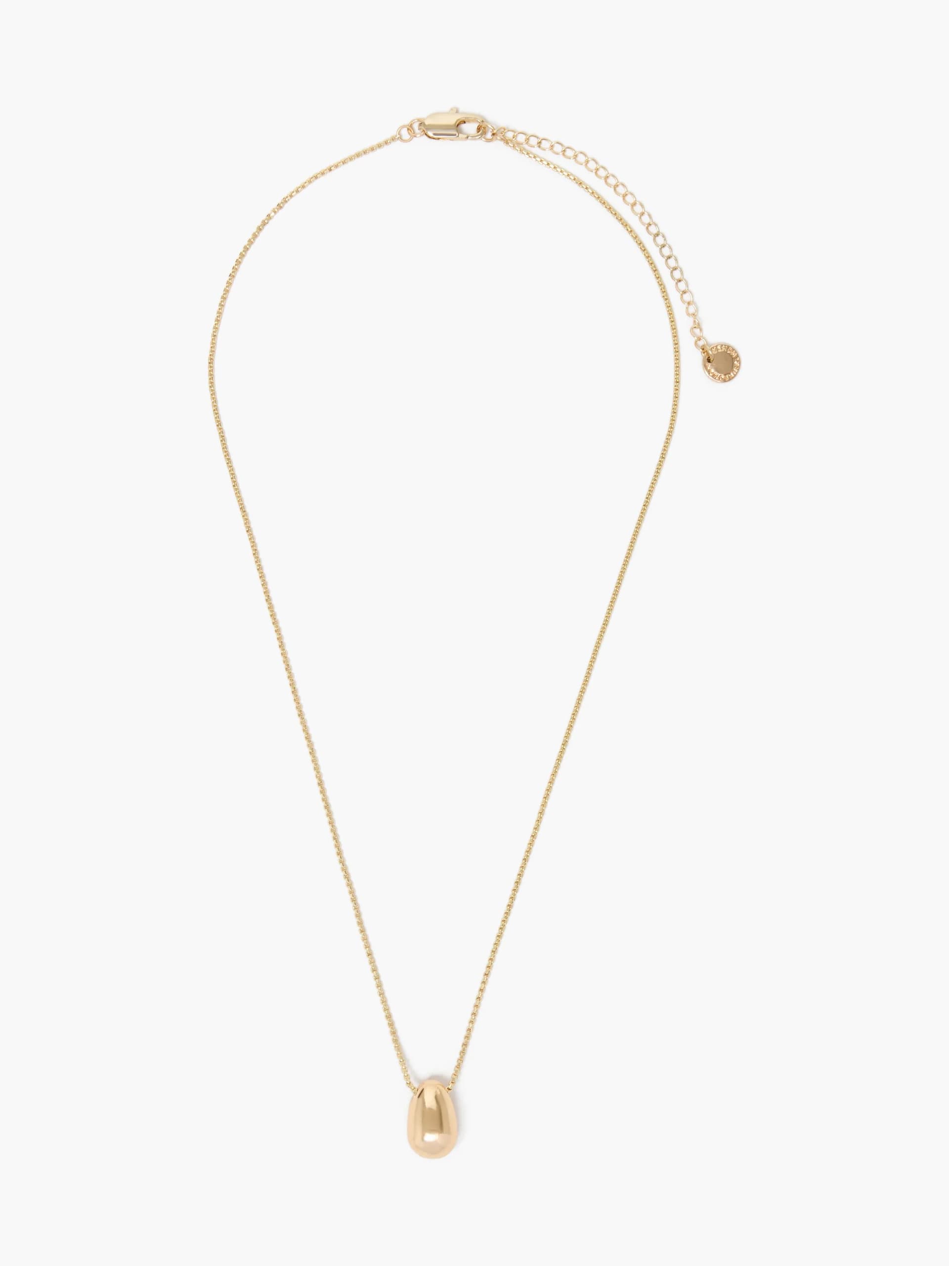 French Connection Sculptural Bean Pendant Necklace Gold
