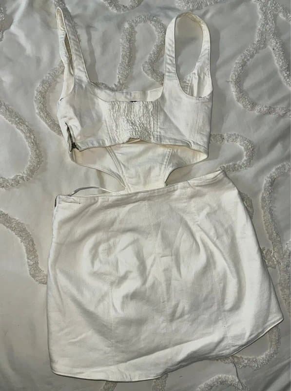 Zara Zara White Denim Cut Out Corset Mini Dress