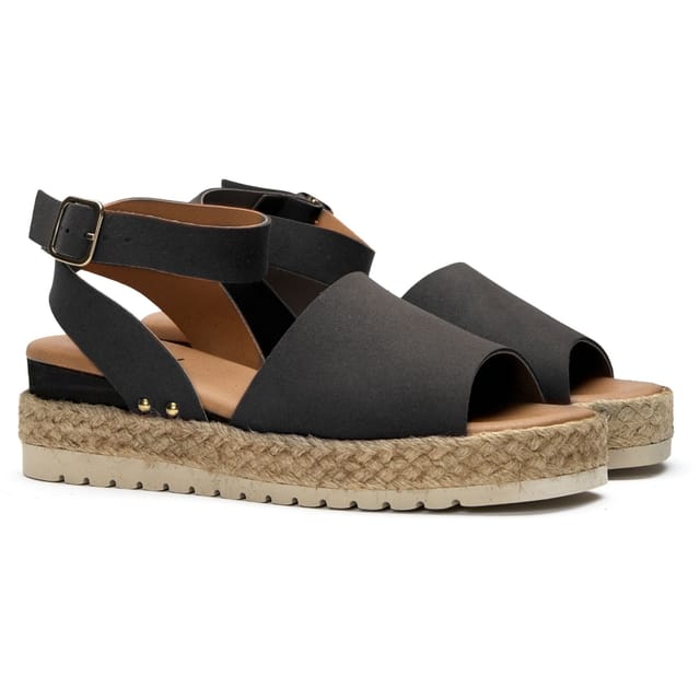V.GAN V.GAN Women's Vegan Dragon Espadrille Sandals in Black - 2