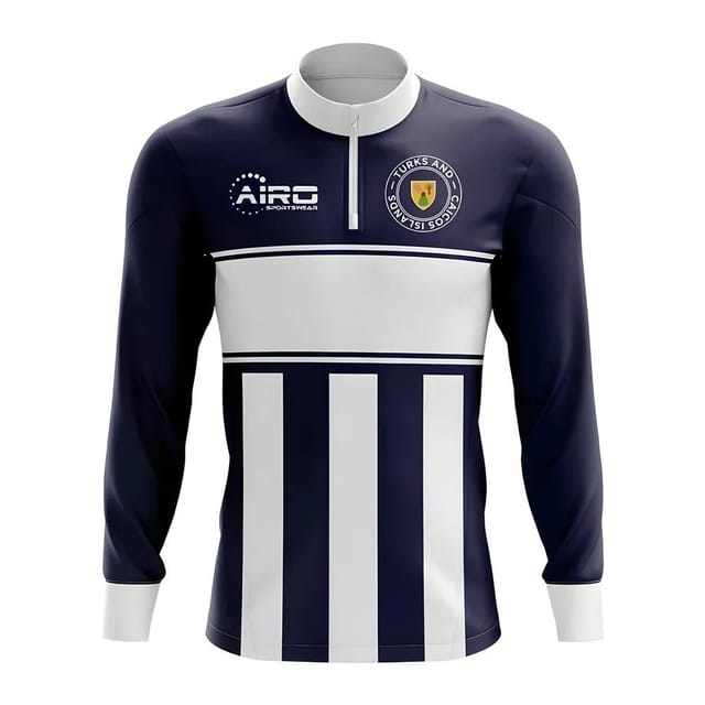 Turks and Caicos lslands Turks and Caicos lslands Men's Turks And Caicos Islands Concept Football Half Zip Midlayer Top in Navy - 2