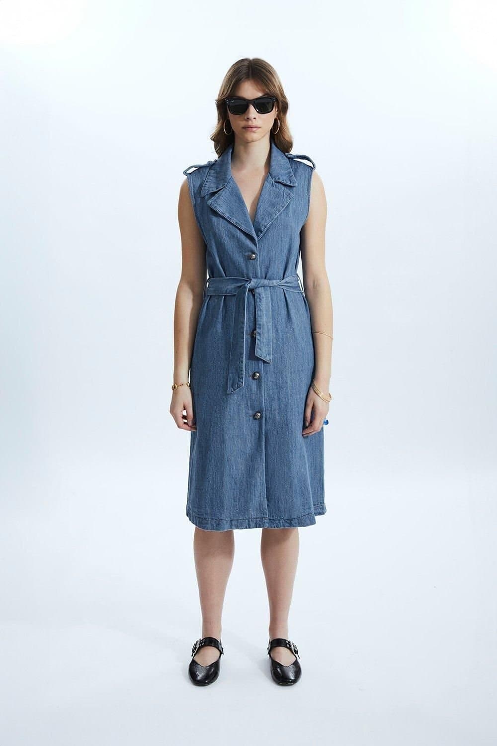 James Lakeland James Lakeland Women's Long Denim Gilet in Light Blue