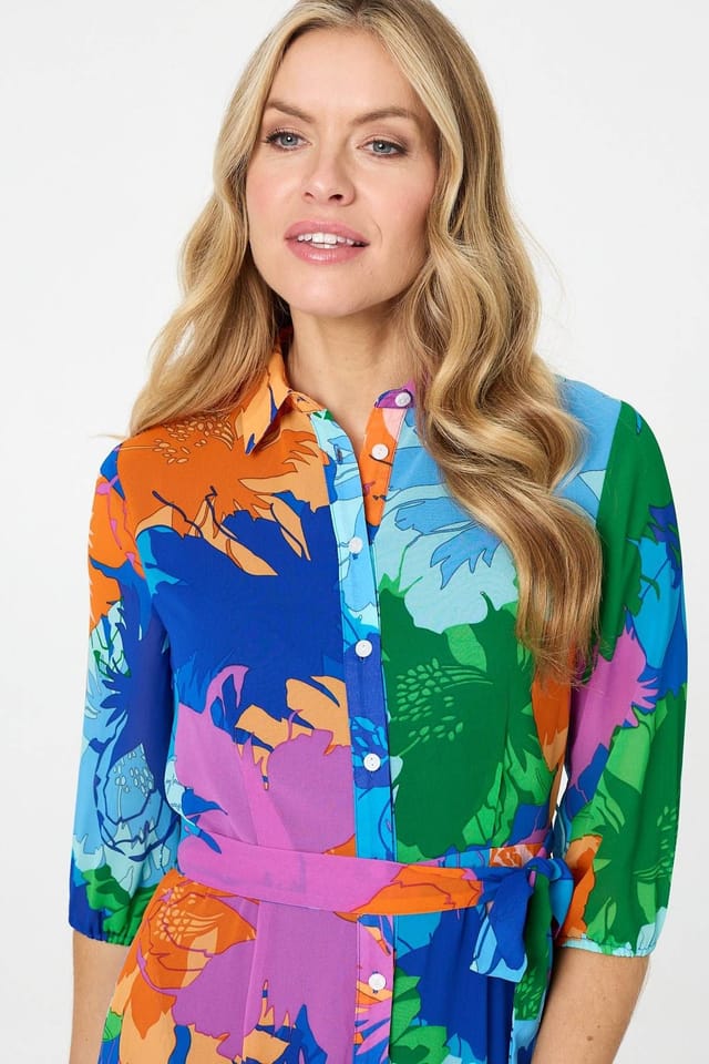 Izabel London Izabel London Women's Abstract Floral 3/4 Sleeve Maxi Dress - 2