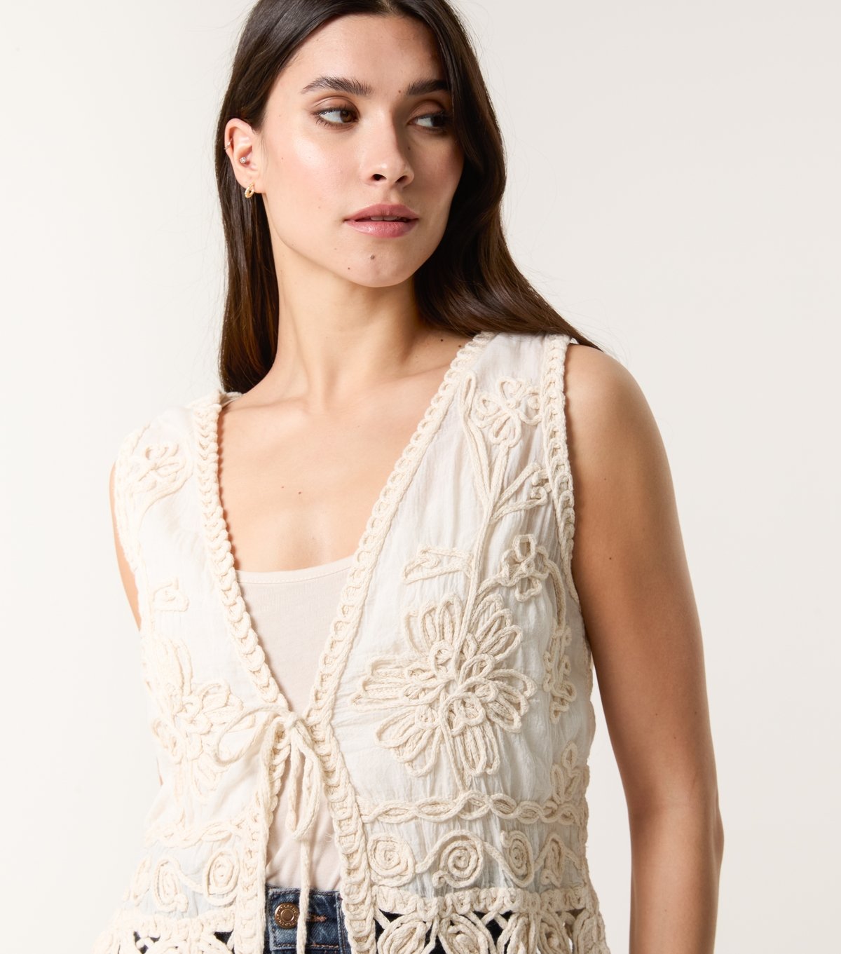 Blue Vanilla Women's Stone Crochet Knit Vest Blue Vanilla New Look - 3