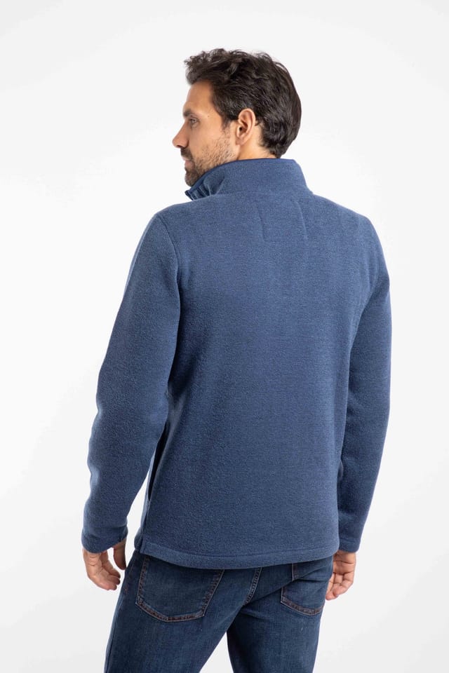 Weird Fish Weird Fish Men's Stowe 1/4 Zip Soft Knit Fleece in Dark Indigo - 3