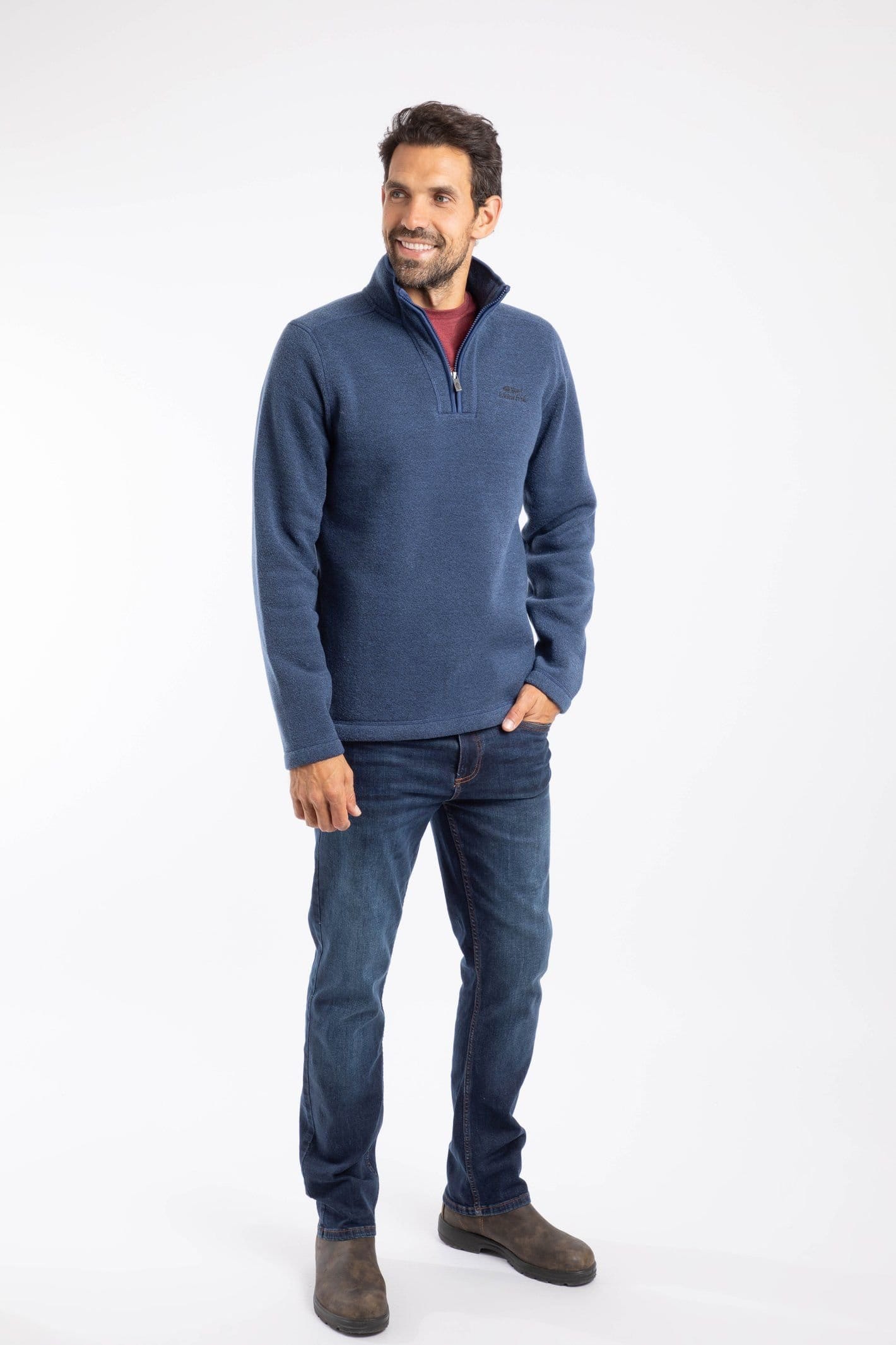 Weird Fish Weird Fish Men's Stowe 1/4 Zip Soft Knit Fleece in Dark Indigo - 4