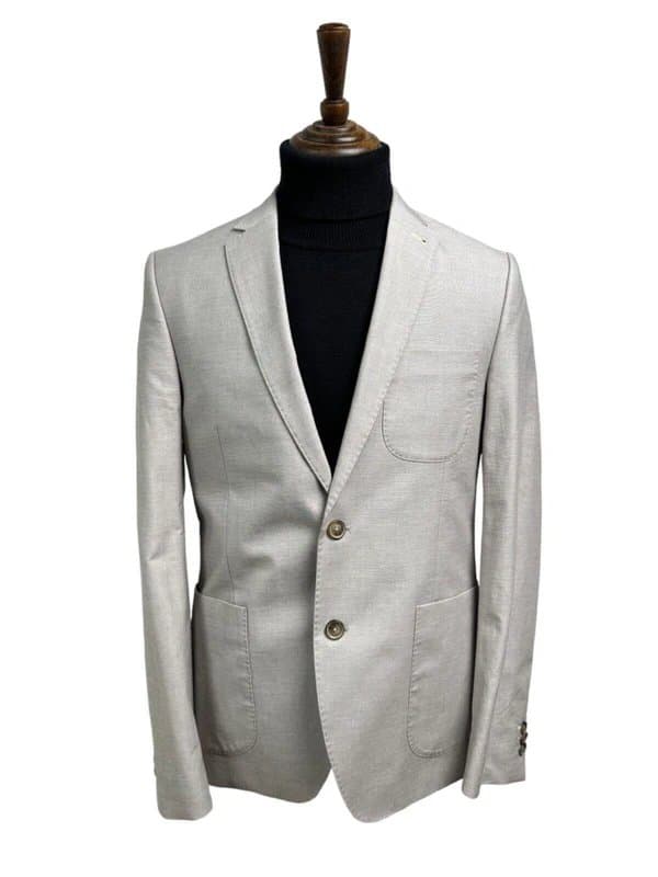 Burton Burton menswear london suit jacket size 40r blazer grey beige pure new wool