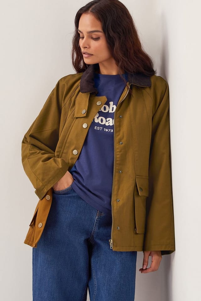 Monsoon Monsoon Women's Rosie Corduroy Collar Barn Jacket Gold in Olive - 3