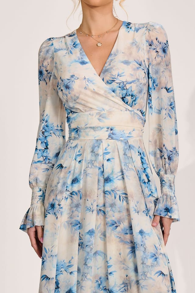 Jolie Moi Jolie Moi Women's Long Sleeve V Neck Mesh Maxi Dress - 3