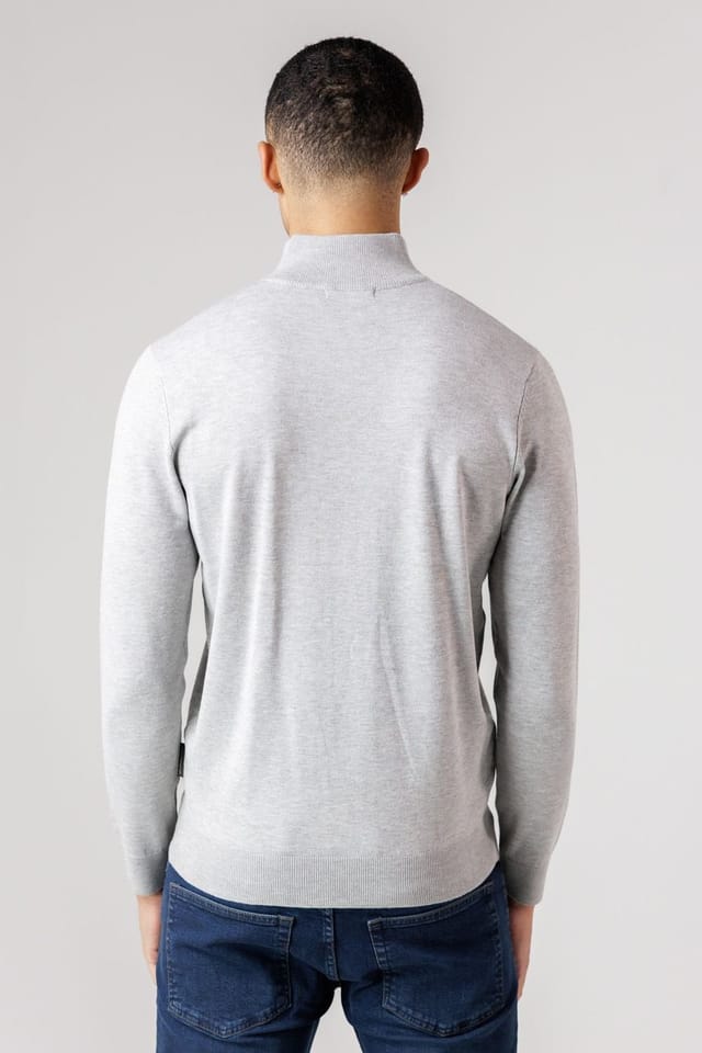 French Connection French Connection Men's 1/2 Zip Knitted Jumper in Light Grey - 2