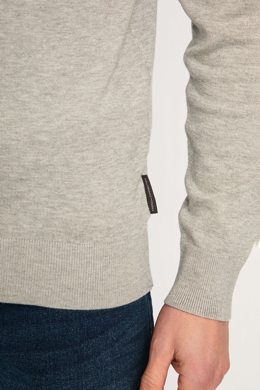 French Connection French Connection Men's 1/2 Zip Knitted Jumper in Light Grey - 4