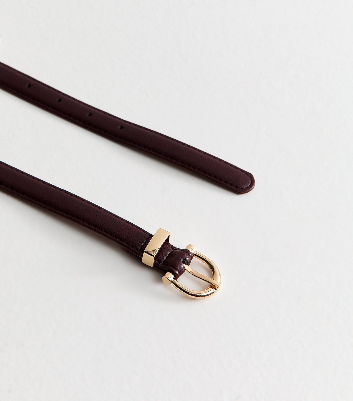 New Look Dark Burgundy Faux Leather Skinny Belt New Look - 3