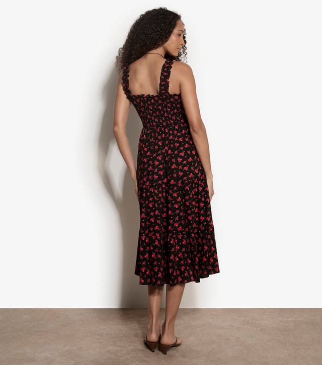 Apricot Women's Red Ditsy Print Tiered Midi Dress Apricot New Look - 2