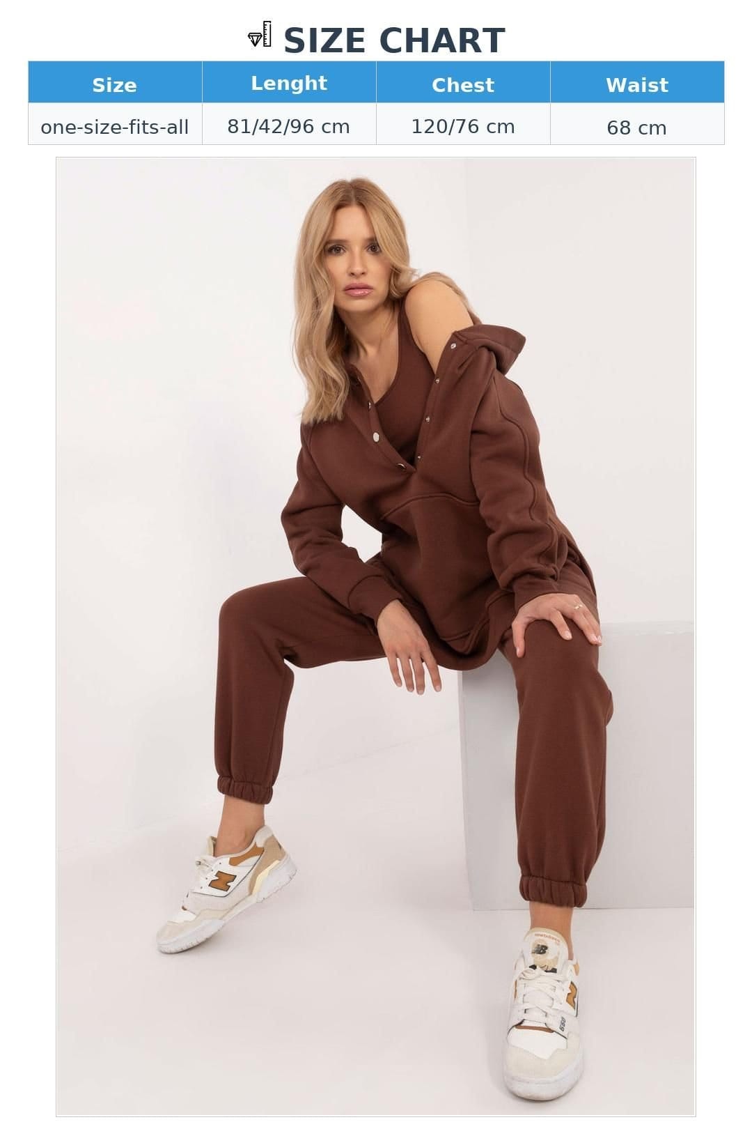 Love Lace Love Lace Women's Cotton Melange 3 Piece Warm Casual Set in Brown - 4