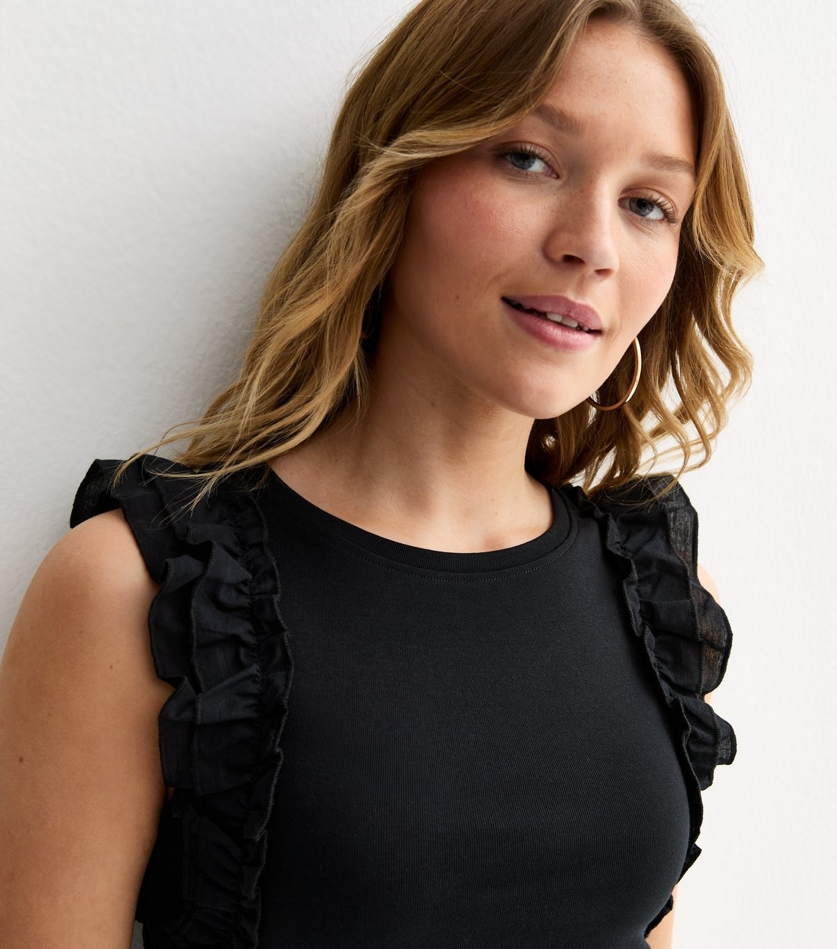 New Look Women's Black Ruffle Sleeve Top New Look - 2