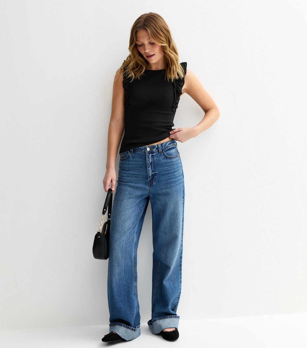 New Look Women's Black Ruffle Sleeve Top New Look - 3