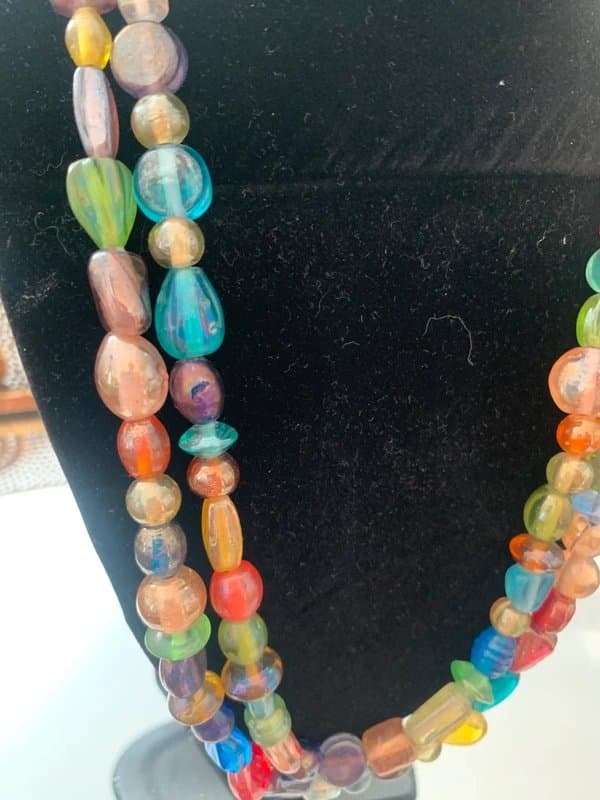 The Unbranded Brand Vintage multicoloured glass bead necklace boho Y2K statement necklace