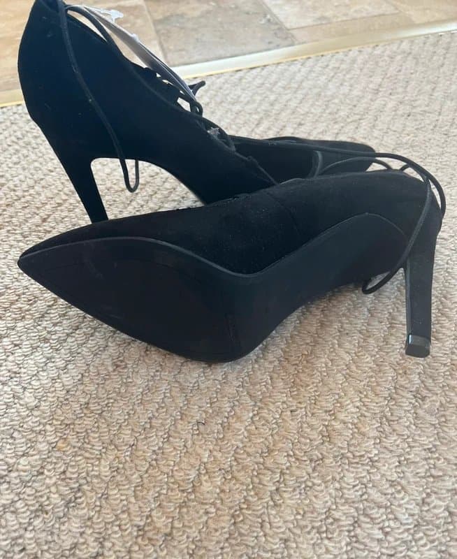 Bershka Bershka black tie lace up stiletto heels size 6/39new