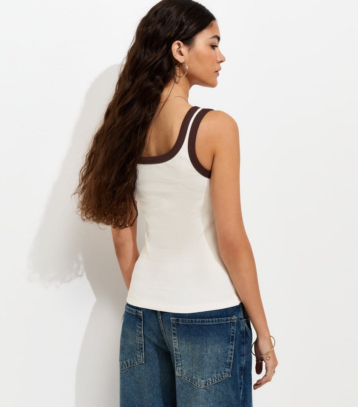 New Look Women's White Contrast Trim Scoop Neck Vest Top New Look - 4