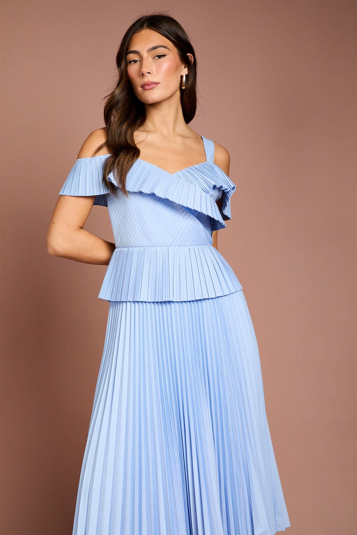 Coast Coast Women's Pleated Strappy Midi Dress in Light Blue - 4