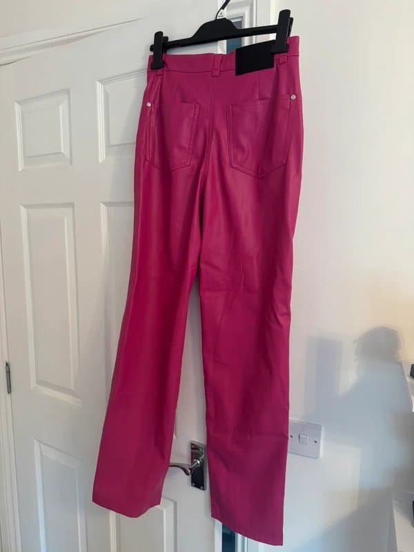 Bershka Hot pink leather trousers