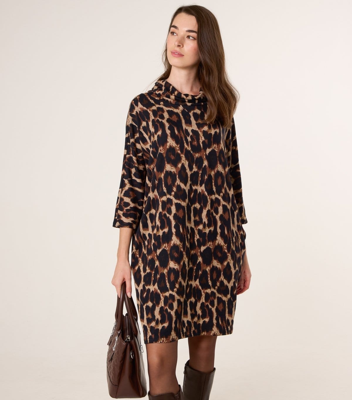 Blue Vanilla Women's Brown Animal Print Tunic Dress Blue Vanilla New Look - 4